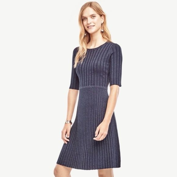 Ann Taylor Dresses & Skirts - NWT Ann Taylor Ribbed Sweater Dress Blue L #4172